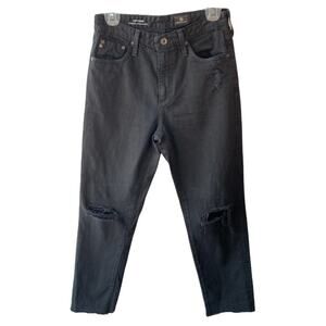 AG Adriano Goldschmied The Phoebe Jeans Womens 27 Black Distressed High Waisted